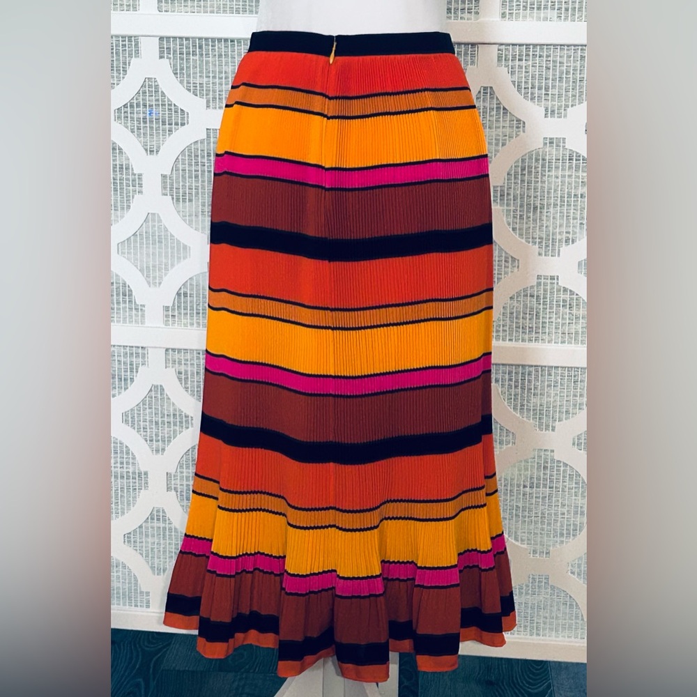 Vibrant Colorful Striped Midi Maxi Skirt J. Crew Sz 10P  Fall Accordion Pleated - Picture 7 of 13
